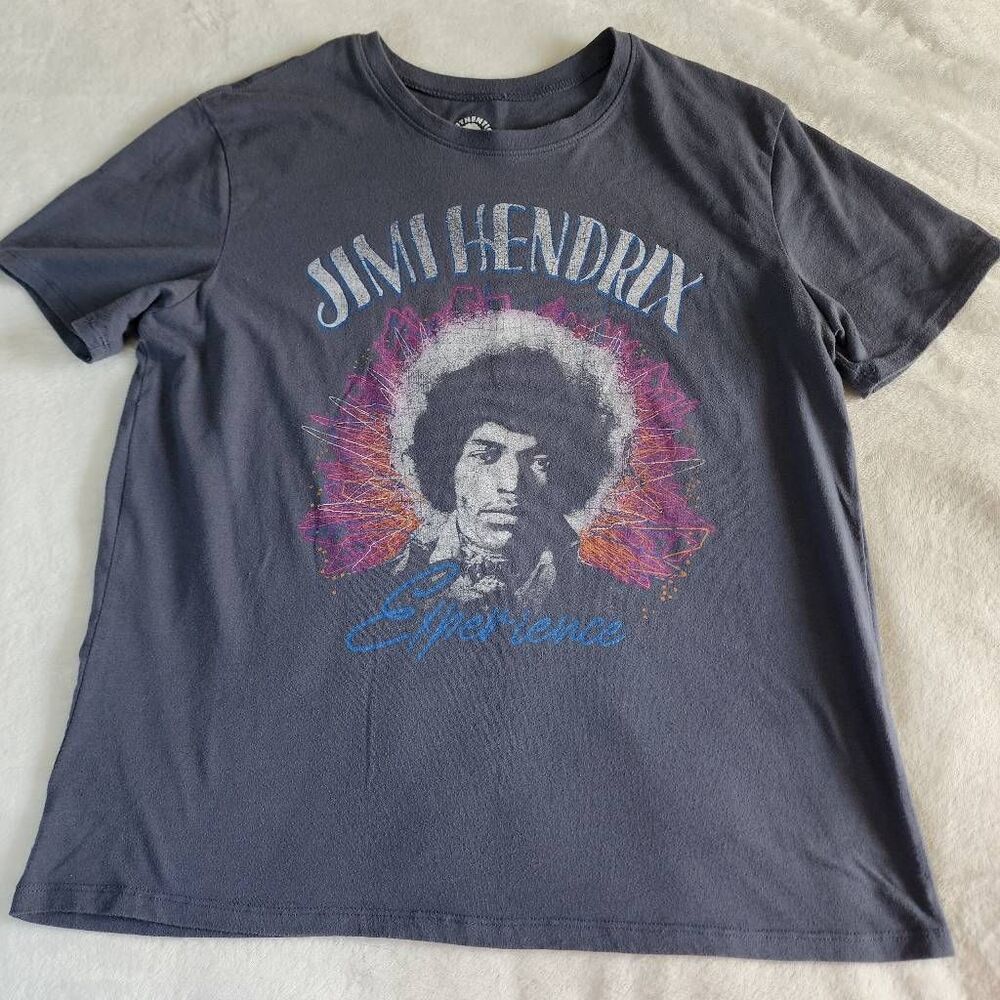 Authentic Hendrix Jimi Hendrix Gray a Tshirt With Graphics Size Medium